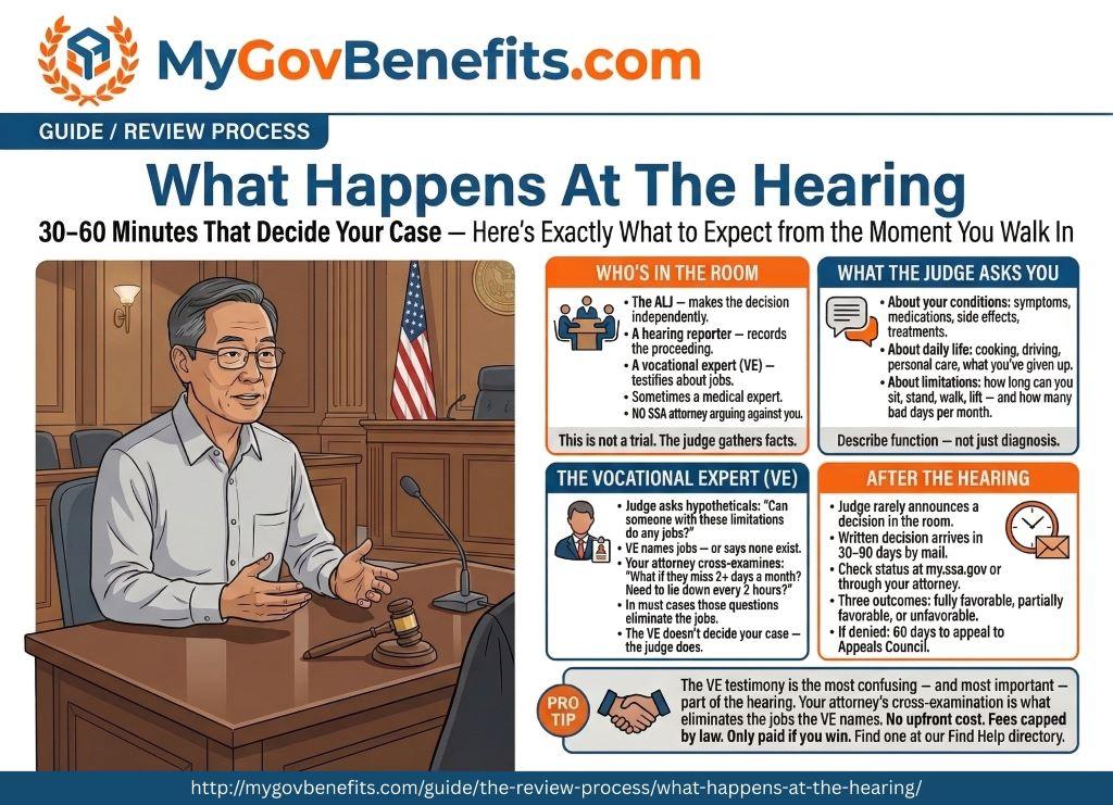 SSDI benefits overview 2026: $1,630 average payment, 5-month waiting period, Medicare after 24 months, work credits required