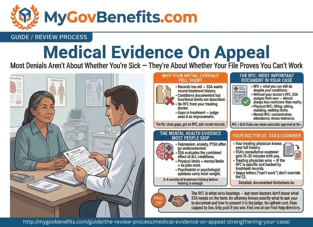 SSDI benefits overview 2026: $1,630 average payment, 5-month waiting period, Medicare after 24 months, work credits required